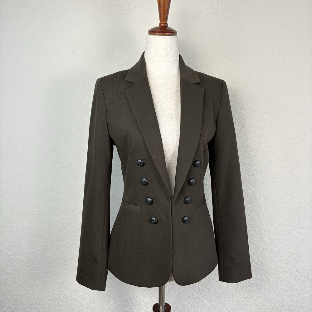 Antonio Melani 2 Blazer Jacket Double Breasted Brown Tailored Military Career - Picture 2 of 6
